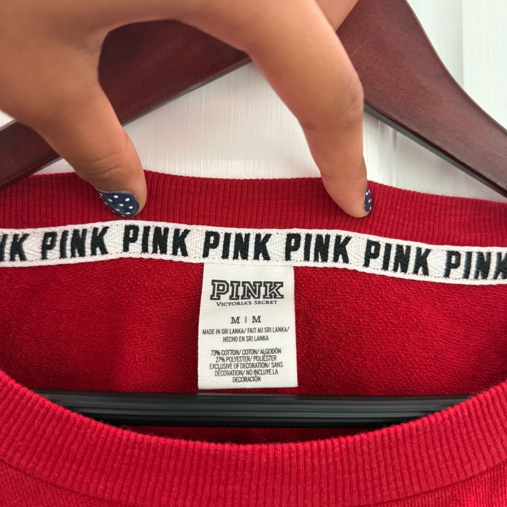 Victoria’s Secret PINK Colorblock Crewneck Sweatshirt – Red/White/Blue – Size M - Picture 3 of 4